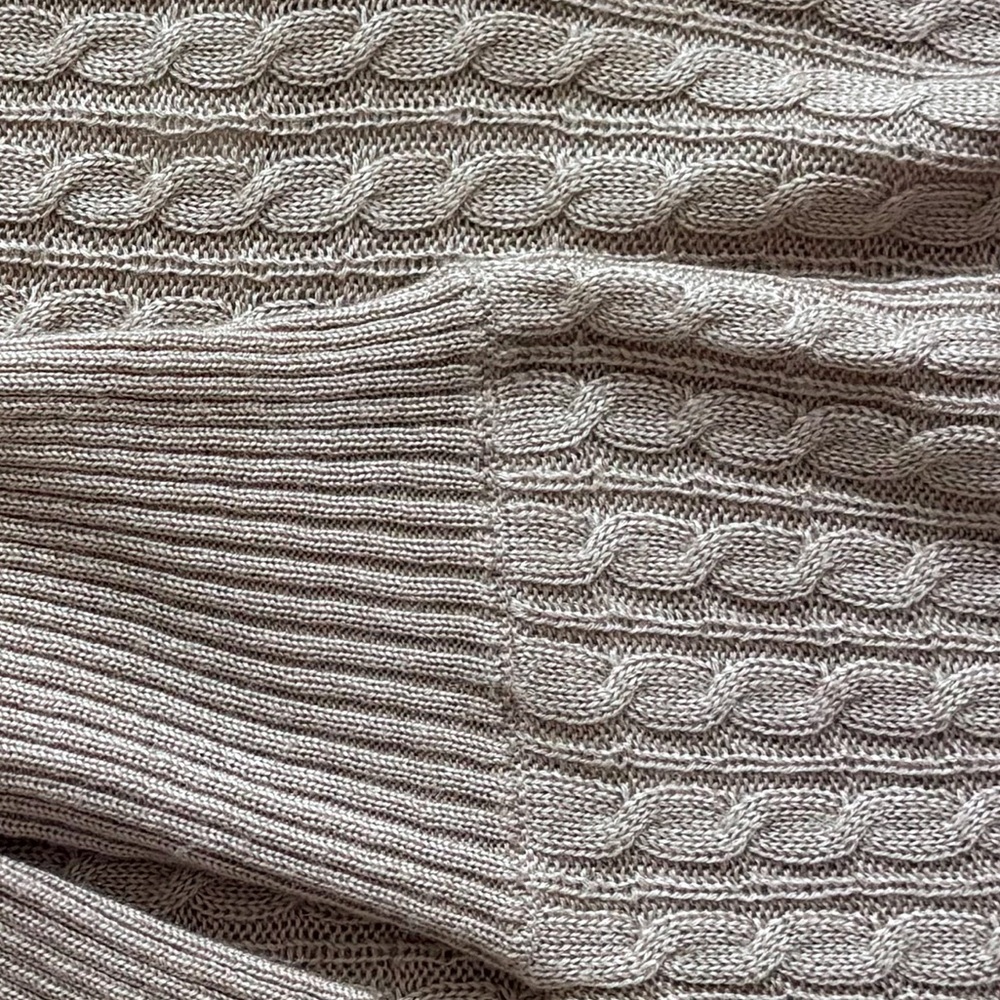 BOSTON PROPER Tan Cable Knit Turtleneck Poncho Sweater--EUC--XS/S - Picture 9 of 14